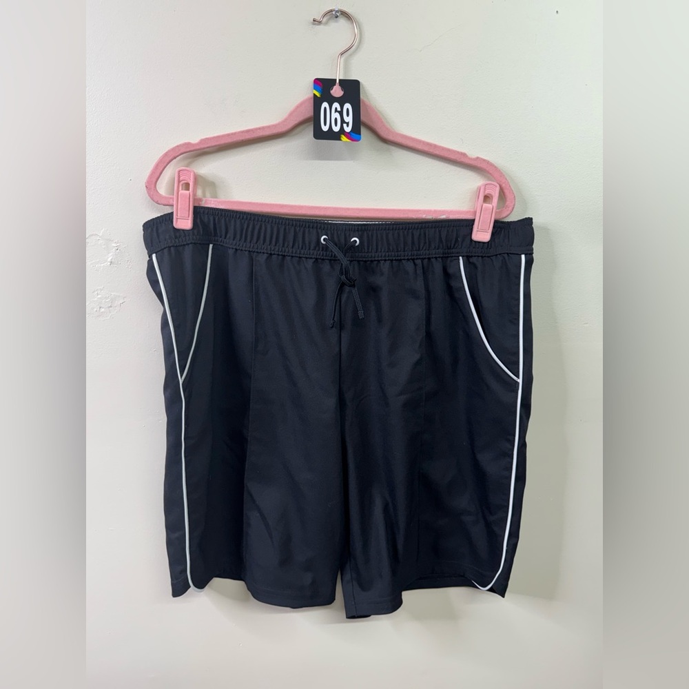 made for life Black Athletic Shorts with White Piping